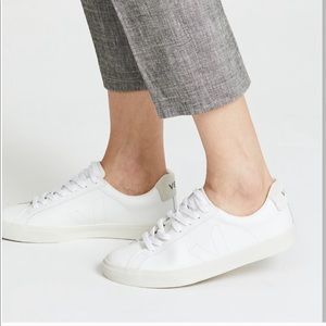 Veja Esplar Leather Tonal White Low Heel Sneakers
